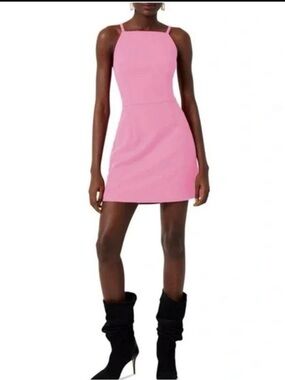 French Connection Pink Square-Neck Mini Dress
